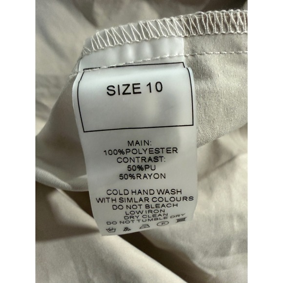 MANIERE DE VOIR Beige Shirt Dress Long Sleeve Button Front Chain Detail Size 10 - Picture 6 of 10